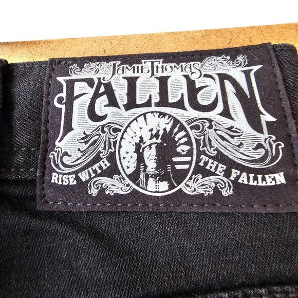 Fallen NWOT Jamie Thomas Straight Leg Black Denim Jeans Sz 26 - Picture 11 of 13
